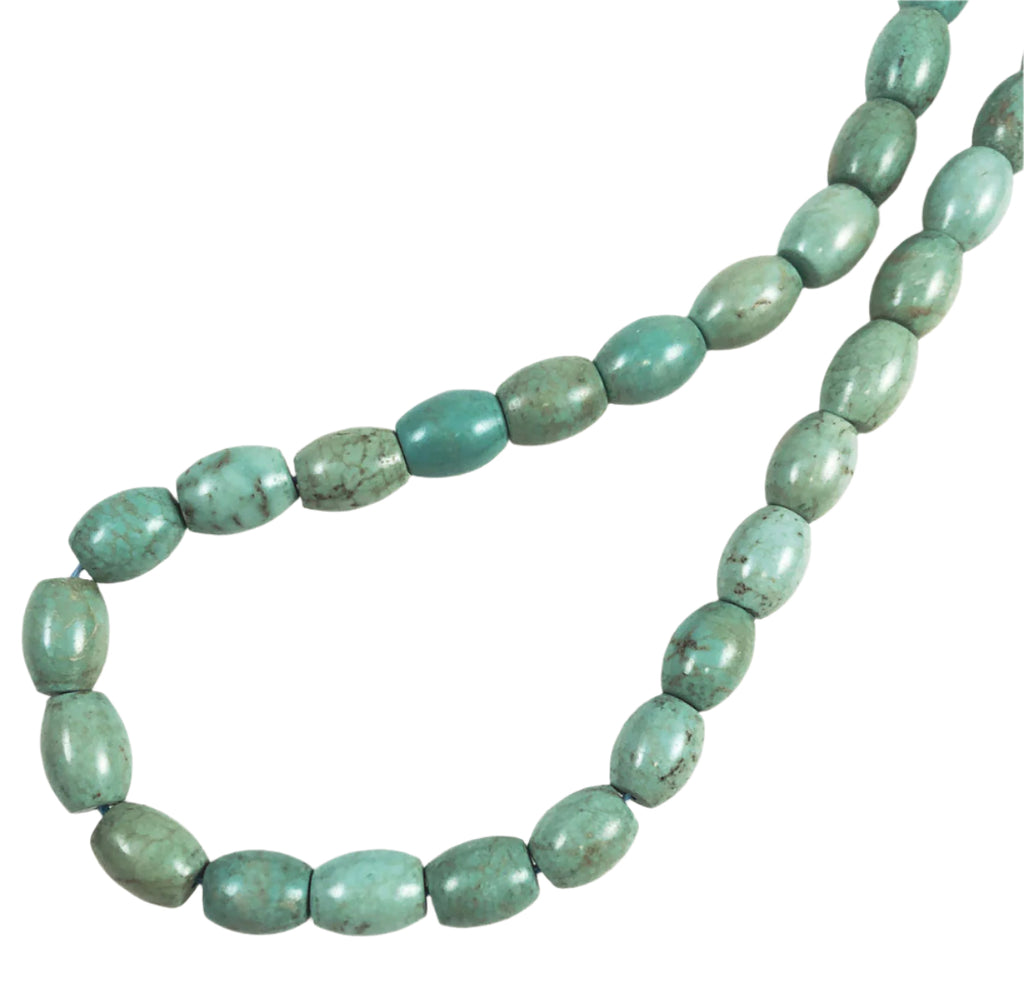 Natural Green Turquoise Barrel Beads 
