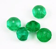 Faceted Bohemian Green Vaseline Trade Beads - Antique (6)