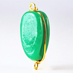 Wire Wrapped Green Glass Beads- Vintage (3)
