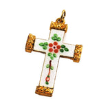 Vintage Guilloché Enamel Gold Cross