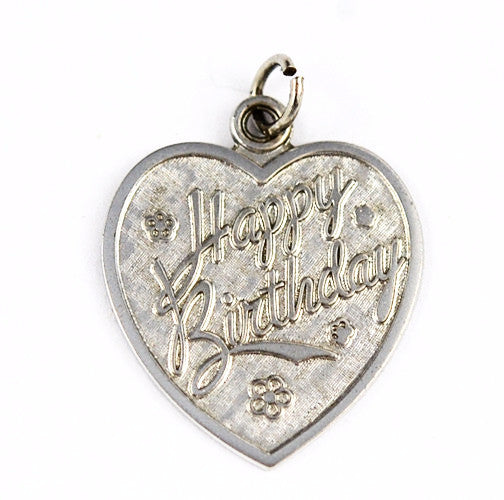 Vintage Sterling Silver Happy Birthday Heart Charm 
