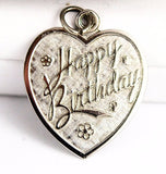 Vintage Sterling Silver Happy Birthday Heart Charm 