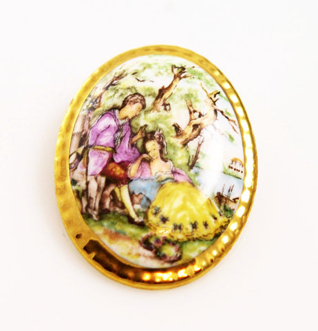 Harleigh Fine China Painted Brooch English