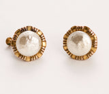 Miriam Haskell Pearl and Gold Earrings Clip On