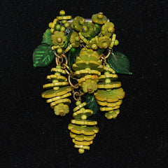 Miriam Haskell Pine Cone Brooch WWII Wood