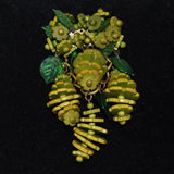 Miriam Haskell Pine Cone Brooch WWII Wood