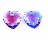 Glass Heart Pendants-Blue & Red Western Germany