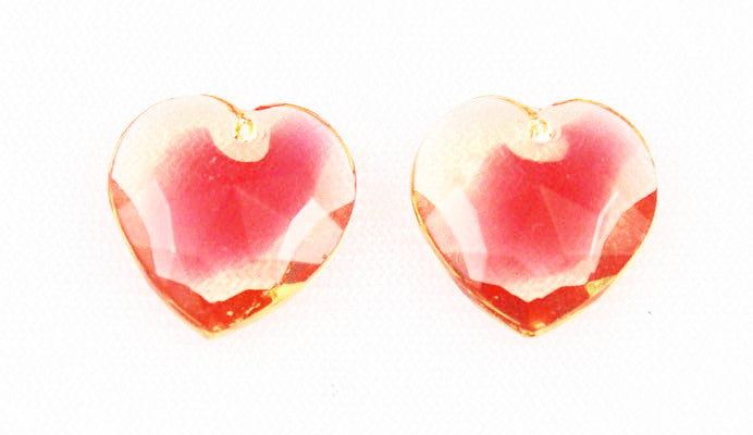 Glass Heart Pendants-yellow & Red Western Germany