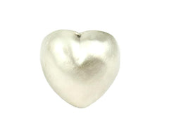 Brushed Silver Domed Heart Ring 6