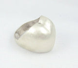 Brushed Silver Domed Heart Ring 6