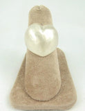 Brushed Silver Domed Heart Ring 6