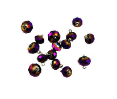 Faceted Black Heliotrope Pendant Beads - Vintage (12)