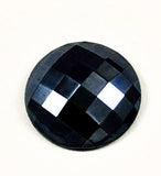 Large Faceted Black Hematite Glass Cabochon Western Germany