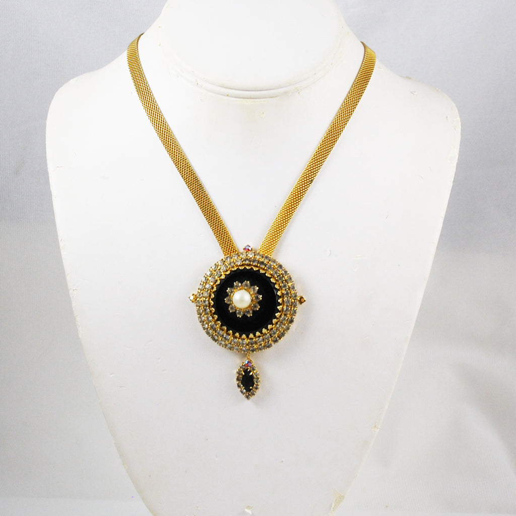 Hobe Rhinestone & Gold Necklace Signed