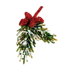 Snowy Holly Christmas Pin Vintage