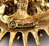 Signature of Hollycraft Gold Starburst Pendant Necklace 