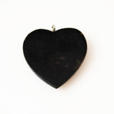 Black Horn Heart Pendants With silver Inlays