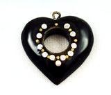 Black Horn Open Heart Pendants With Inlay Ring