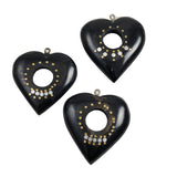 Black Horn Heart Pendants