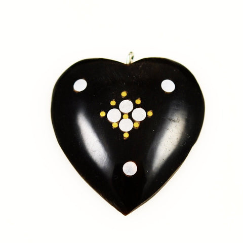 Black Horn Heart Pendants Vintage