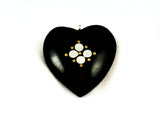 Black Horn Heart Pendants With silver Inlays