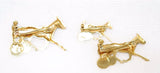 Back of Horse and Buggy Trio of Brooches Vintage Gold Plated
