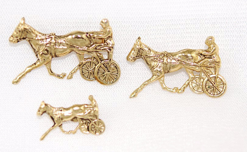 Horse and Buggy Trio of Brooches Vintage Gold Plated