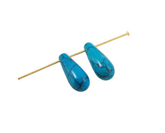 Turquoise Howlite (Magnesite) Teardrop Pendants (6) - top drilled