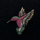 Rhinestone Hummingbird Brooch Pendant Vintage