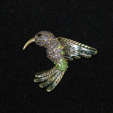 Rhinestone & Enamel Hummingbird Brooch Vintage