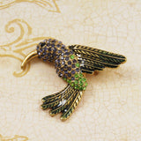 Rhinestone & Enamel Hummingbird Brooch Vintage