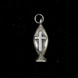 Sterling Ichthus Christian Cross Charm