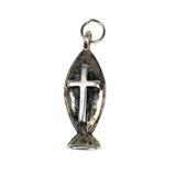 Sterling Ichthus Christian Cross Charm