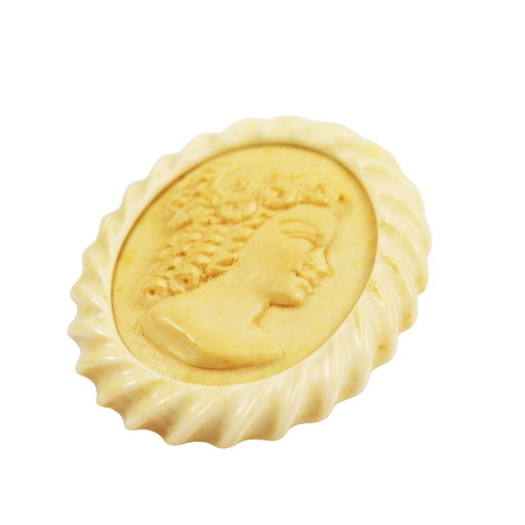 Antique Ivory & Celluloid Cameo Brooch