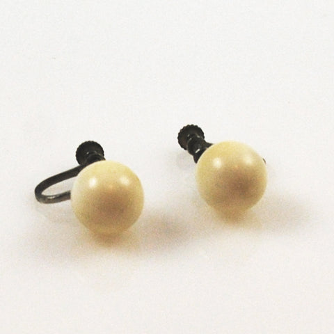 Antique Ivory Screw Back Earrings 