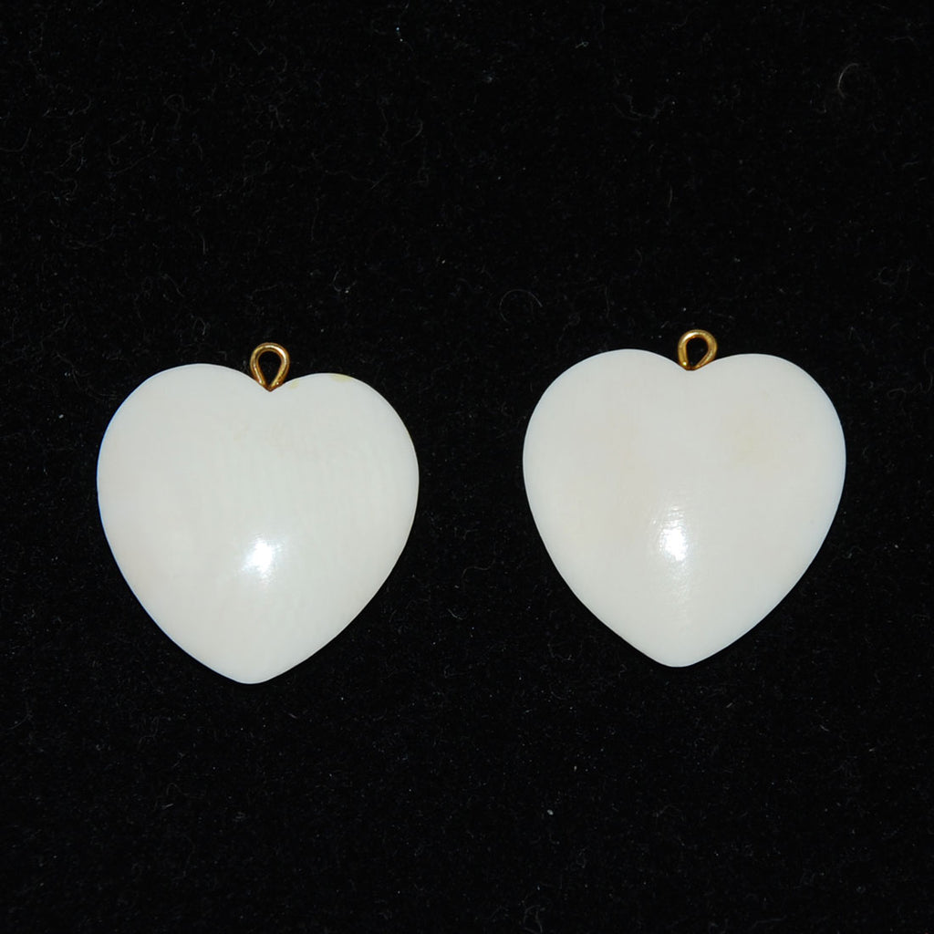 Ivory Heart Pendants 20mm Vintage