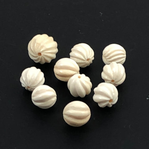 Elephant Ivory Fluted Melon Beads