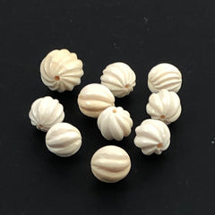 Elephant Ivory Fluted Melon Beads Vintage