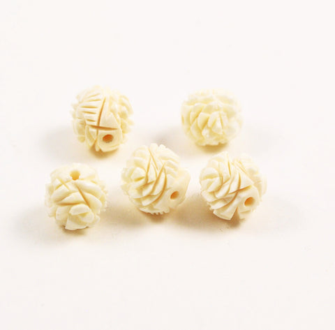 Carved Ivory Rose Beads Vintage