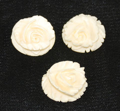 Carved Ivory Flat Back Roses Vintage 18mm