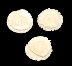 Carved Ivory Flat Back Roses Vintage 18mm