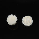 Carved Ivory Flat Back Flower Vintage