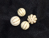 Ivory & Gold Fluted Melon Beads Vintage