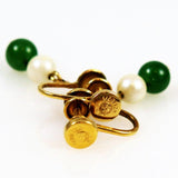 Jade and Pearl Earrings Gold Screwbacks