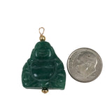 Carved Green Jade Buddah Pendant Gold