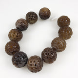 Large Chinese Hsiu Jade Carved Beads 25mm