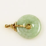 Green Jadeite Donut Pendant 10K Gold