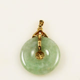 Green Jadeite Donut Pendant 10K Gold