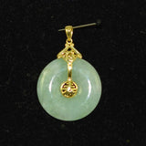 Green Jadeite Donut Pendant 10K Gold