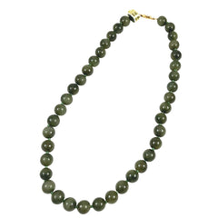 Green Jade Necklace 10mm Vintage 18 inches